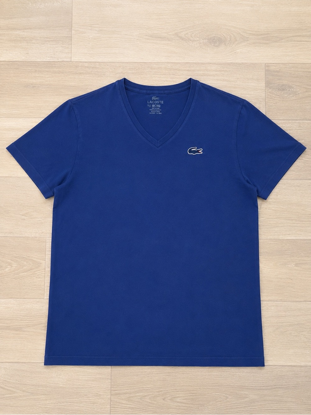 Lacoste Croc T-Shirt Blue Size 9 Cotton Badge T-Shirt Big Jumbo Embroiderd Croc